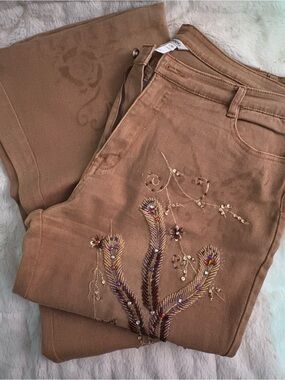 Simon Chang Tan Cotton Blend Pants